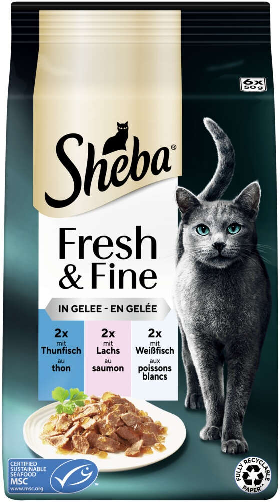 Sheba Katzen-Nassfutter Fresh+Fine Thunfisch, Lachs und Forelle